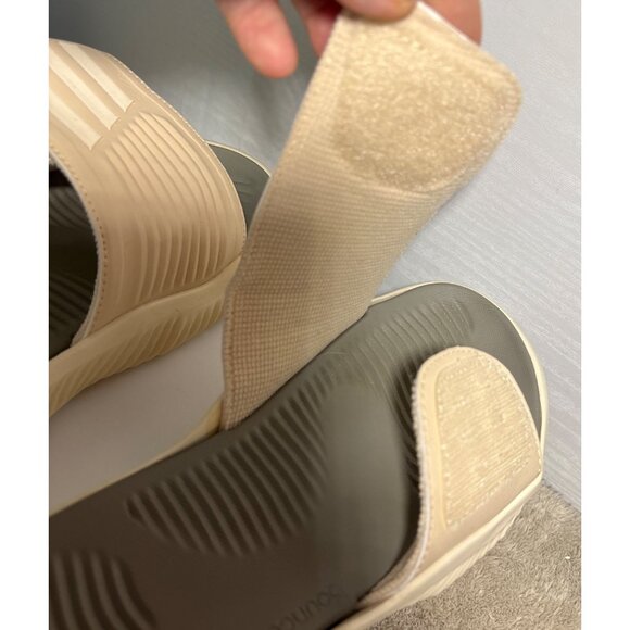 Adidas Alphabounce Slide 2.0 Sandals Cushioned Sole Beige Olive Men 5 Women 6 - Picture 8 of 12